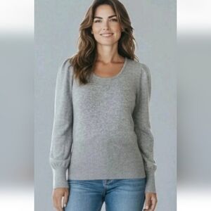 U-KNIT Women's Pure Cashmere Scoop Neck Puff Sleeve Pullover Sweater! XL